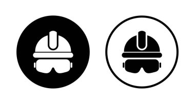 Kask simgesi logosu tasarımı. Motosiklet kaskı tabelası ve sembolü. İnşaat miğferi simgesi. Güvenlik kaskı