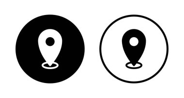 Pin simgesi logo tasarımı. Yer işareti ve sembol. hedef simgesi. harita iğnesi