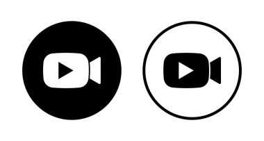 Video simgesi logosu tasarımı. Video kamera işareti ve sembol. Film tabelası. Sinema