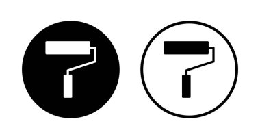 Boya simgesi logosu tasarımı. Boya fırçası işareti ve sembol. boyama silindiri vektörü