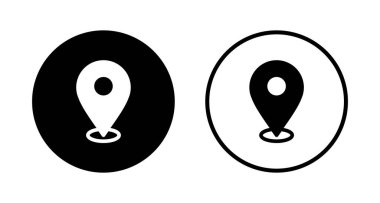 Pin simgesi logo tasarımı. Yer işareti ve sembol. hedef simgesi. harita iğnesi
