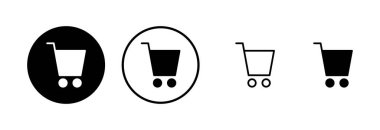 Alışveriş simgesi logosu tasarımı. Alışveriş arabası işareti ve sembol. Trolley simgesi