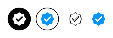Doğrulanmış simge logosu tasarımı. Doğrulama işareti. onaylanmış simge