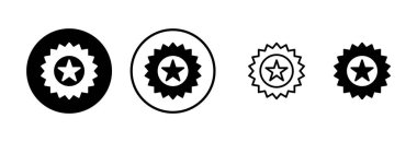 Rozet simgesi logosu tasarımı. Ödül ikon vektörü. İşaret ve sembollere ulaşın. Damga