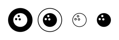 Bowling ikonu logosu tasarımı. Bowling topu, iğne işareti ve sembol.