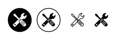 Araç simgesi logo tasarımı. araç işareti ve sembol. Simge ayarlanıyor. İngiliz anahtarı ve tornavida. Servis, onarım