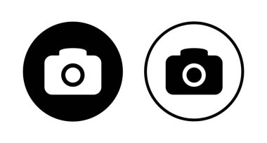 Kamera simgesi logosu tasarımı. Fotoğraf makinesi işareti ve sembol. fotoğrafçılık simgesi.