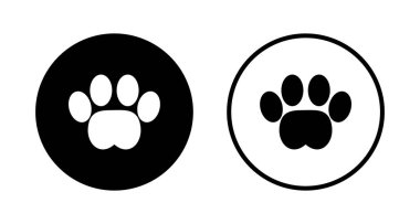 Paw simgesi logosu tasarımı. Pençe izi ve sembol. köpek ya da kedi pençesi