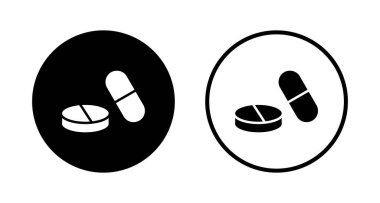 İlaç ikonu logosu tasarımı. Kapsül simgesi. Uyuşturucu işareti ve sembol