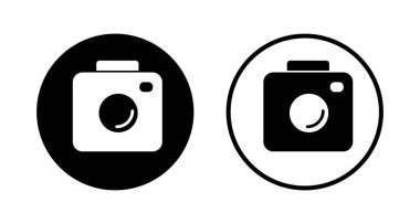 Kamera simgesi logosu tasarımı. Fotoğraf makinesi işareti ve sembol. fotoğrafçılık simgesi.