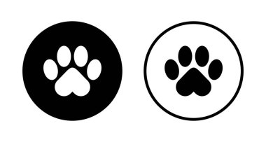 Paw simgesi logosu tasarımı. Pençe izi ve sembol. köpek ya da kedi pençesi