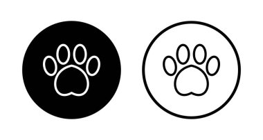 Paw simgesi logosu tasarımı. Pençe izi ve sembol. köpek ya da kedi pençesi