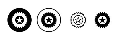 Rozet simgesi logosu tasarımı. Ödül ikon vektörü. İşaret ve sembollere ulaşın. Damga