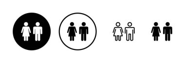 Erkek ve kadın simge logosu tasarımı. Erkek ve dişi işareti ve sembol. Kızlar ve oğlanlar