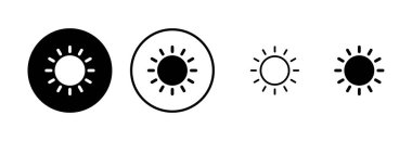 Güneş simgesi logosu tasarımı. Parlaklık işareti ve sembol