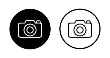 Kamera simgesi logosu tasarımı. Fotoğraf makinesi işareti ve sembol. fotoğrafçılık simgesi.