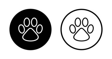 Paw simgesi logosu tasarımı. Pençe izi ve sembol. köpek ya da kedi pençesi