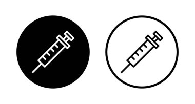 Şırınga ikonu logosu tasarımı. Enjeksiyon işareti ve sembol. Aşı simgesi