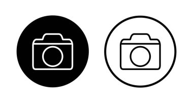 Kamera simgesi logosu tasarımı. Fotoğraf makinesi işareti ve sembol. fotoğrafçılık simgesi.
