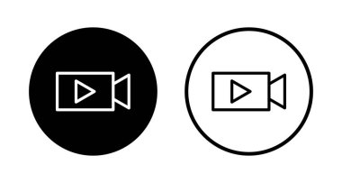 Video simgesi logosu tasarımı. Video kamera işareti ve sembol. Film tabelası. Sinema