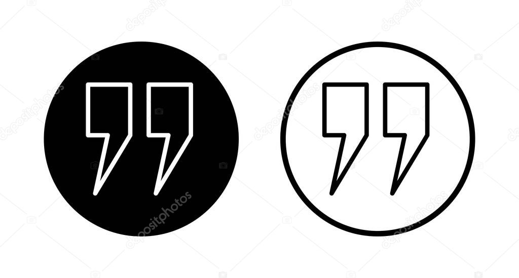 Quote icon logo design. Quotation mark sign and symbol
