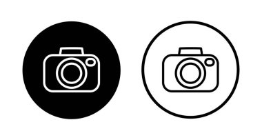 Kamera simgesi logosu tasarımı. Fotoğraf makinesi işareti ve sembol. fotoğrafçılık simgesi.