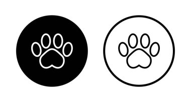 Paw simgesi logosu tasarımı. Pençe izi ve sembol. köpek ya da kedi pençesi
