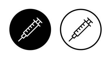 Şırınga ikonu logosu tasarımı. Enjeksiyon işareti ve sembol. Aşı simgesi