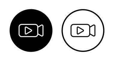 Video simgesi logosu tasarımı. Video kamera işareti ve sembol. Film tabelası. Sinema
