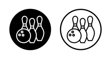 Bowling ikonu logosu tasarımı. Bowling topu, iğne işareti ve sembol.