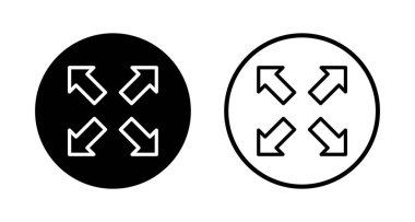 Tam ekran simge logosu tasarımı. Tam ekran işareti ve simgeye genişlet. Oklar sembolü