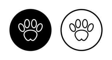 Paw simgesi logosu tasarımı. Pençe izi ve sembol. köpek ya da kedi pençesi