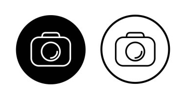 Kamera simgesi logosu tasarımı. Fotoğraf makinesi işareti ve sembol. fotoğrafçılık simgesi.
