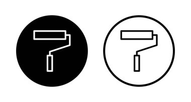 Boya simgesi logosu tasarımı. Boya fırçası işareti ve sembol. boyama silindiri vektörü