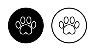 Paw simgesi logosu tasarımı. Pençe izi ve sembol. köpek ya da kedi pençesi