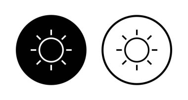 Güneş simgesi logosu tasarımı. Parlaklık işareti ve sembol