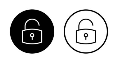 Simge logo tasarımının kilidini aç. İşaret ve sembolün kilidini aç. Kilitlenmemiş asma kilit simgesi