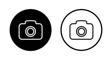 Kamera simgesi logosu tasarımı. Fotoğraf makinesi işareti ve sembol. fotoğrafçılık simgesi.