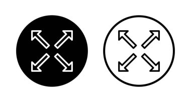 Tam ekran simge logosu tasarımı. Tam ekran işareti ve simgeye genişlet. Oklar sembolü