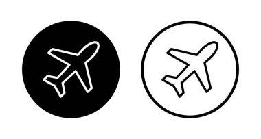 Uçak ikonu logosu tasarımı. Uçak işareti ve sembol. Uçuş taşıma sembolü. Seyahat işareti. uçak.
