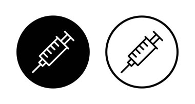Şırınga ikonu logosu tasarımı. Enjeksiyon işareti ve sembol. Aşı simgesi