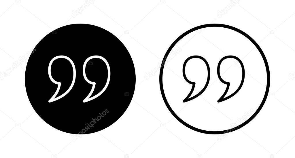 Quote icon logo design. Quotation mark sign and symbol