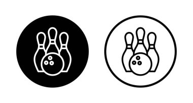 Bowling ikonu logosu tasarımı. Bowling topu, iğne işareti ve sembol.