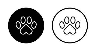 Paw simgesi logosu tasarımı. Pençe izi ve sembol. köpek ya da kedi pençesi