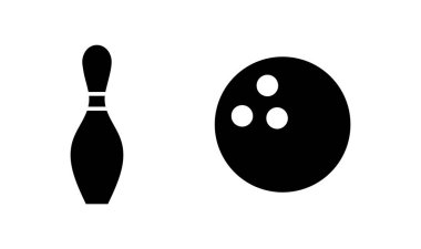Bowling ikonu logosu tasarımı. Bowling topu, iğne işareti ve sembol.