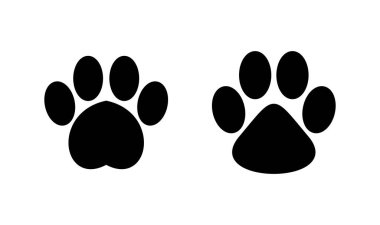 Paw simgesi logosu tasarımı. Pençe izi ve sembol. köpek ya da kedi pençesi