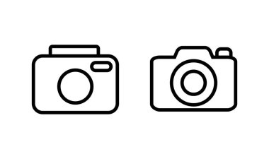 Kamera simgesi logosu tasarımı. Fotoğraf makinesi işareti ve sembol. fotoğrafçılık simgesi.