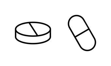 İlaç ikonu logosu tasarımı. Kapsül simgesi. Uyuşturucu işareti ve sembol