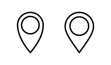 Pin simgesi logo tasarımı. Yer işareti ve sembol. hedef simgesi. harita iğnesi