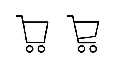 Alışveriş simgesi logosu tasarımı. Alışveriş arabası işareti ve sembol. Trolley simgesi